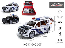 1:24普拉多中文警车版声光音乐回力合金车6开门