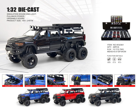 1:32 Dodge Tyrannosaurus rex 6X6 alloy car