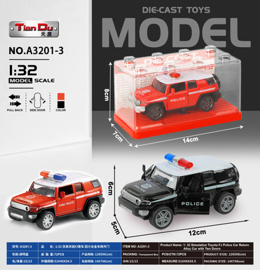 1:32 Simulated Toyota FJ police car pullback alloy car two-door