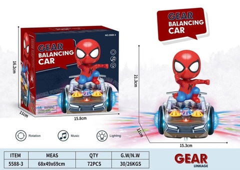 Electric transparent gear balanced car Spider-Man (with lights and music)