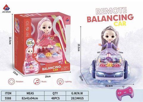 2.4G remote control transparent gear balance car sits on apron girl with lights and music
