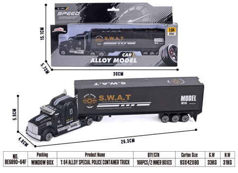 1:64 Alloy Special Police Container Truck