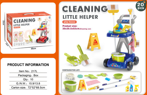 Cleaning cart set 20PCS blue