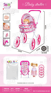 BabySelfinstalledEVAWheelHandcart+14inchICDoll