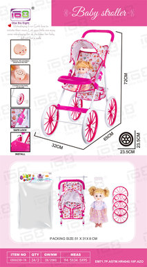 Baby'sselfinstalledEVAwheel10inchhandcart+adjustablediningboard+14inchICdoll