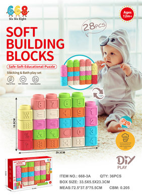 Alphanumeric soft rubber building blocks