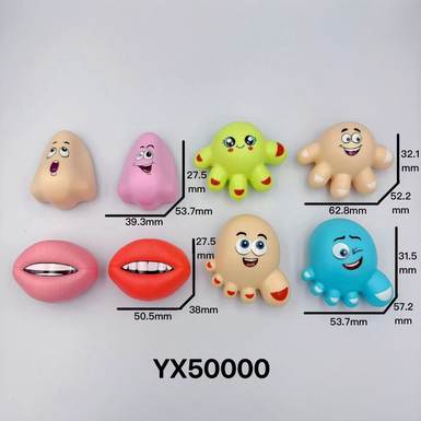 Cartoon facial features, nose, mouth, hands, feet, and back power car (UV printed)