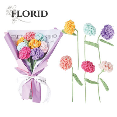 Carnation weaving handmade flowers-random 6 pieces + packaging materials