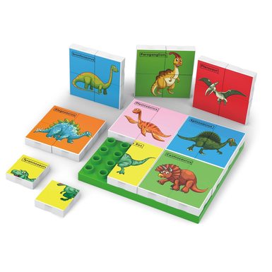 Cognitive jigsaw puzzle, dinosaur building blocks