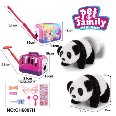Electric plush walking panda + portable cage + small accessories