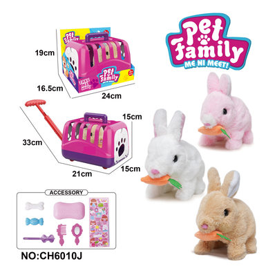 Electric plush walking rabbit biting radish + portable cage + small accessories