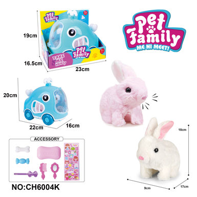 Electric plush red and white walking rabbit + whale cage + gadgets