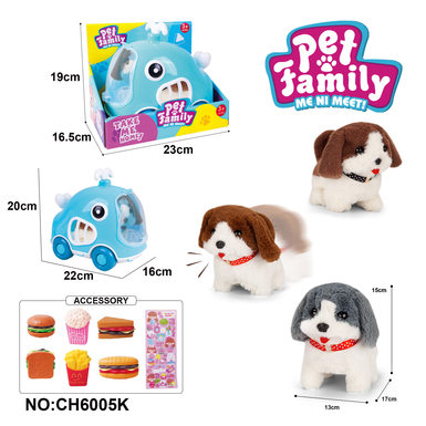 Electric plush walking dog + whale cage + gadgets