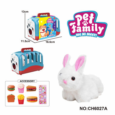 Plush wire-drawn tail wagging animal-long-haired rabbit + handcage + gadgets with BB sound