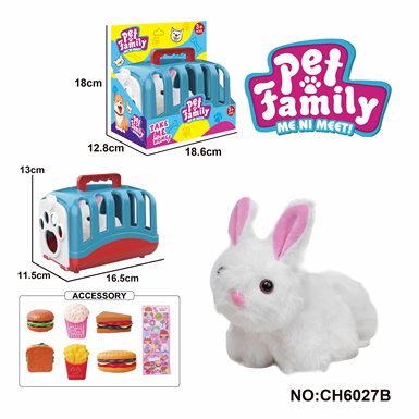 Plush wire-drawn tail wagging animal-long-haired rabbit + handcage + gadgets with BB sound