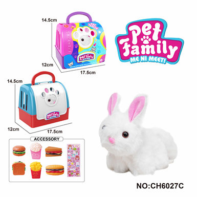 Plush wire-drawn tail wagging animal-long-haired rabbit + handcage + gadgets with BB sound