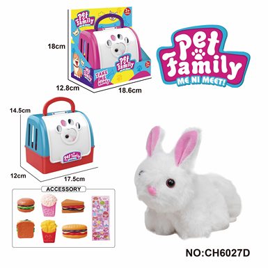 Plush wire-drawn tail wagging animal-long-haired rabbit + handcage + gadgets with BB sound