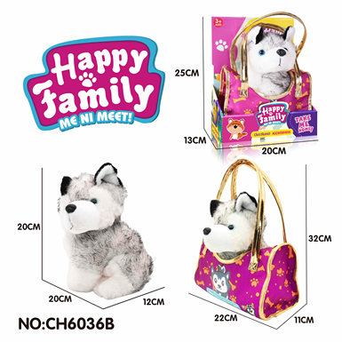 20 cm husky dog plush toy + handbag