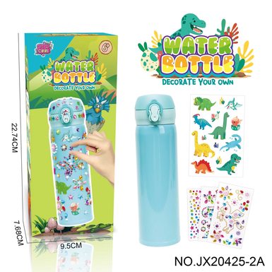 DIY Diamond Pink Thermos Bottle-Dinosaur (480ML,3 Diamond Stickers, 1 Sticker Sticker)