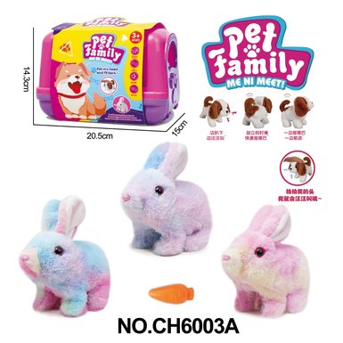 Electric plush colored walking rabbit + portable cage