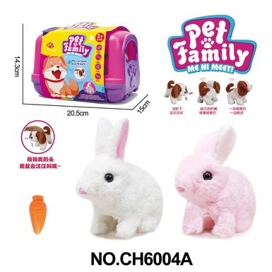 Electric plush red and white walking rabbit + portable cage