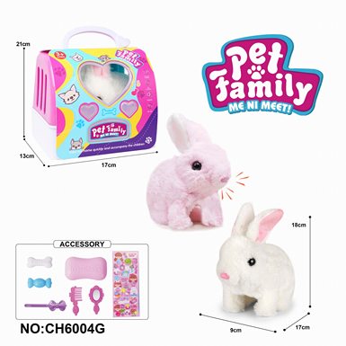 Hand cage electric plush walking rabbit + gadgets (2 colors mixed)