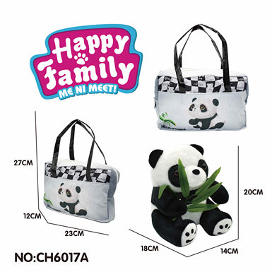 20 cm sitting posture holding bamboo panda plush toy + handbag