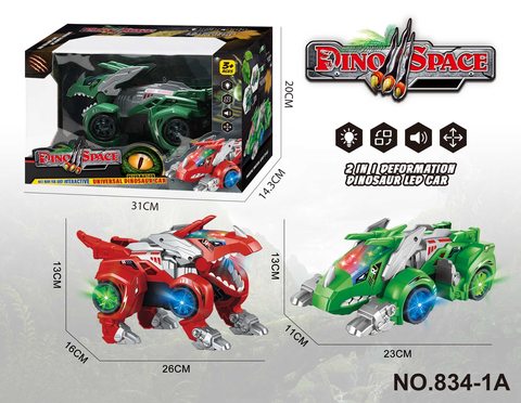 Electric universal transformation dinosaur fighting vehicle with light/music (Triceratops)(mixed red/green)