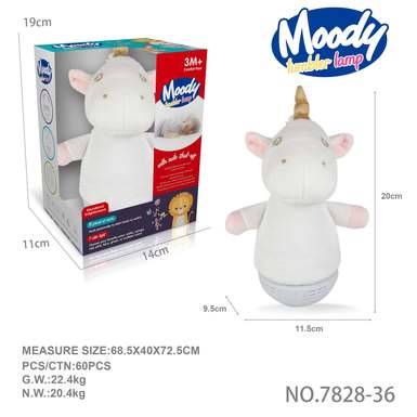 Baby soothing plush tumbler (unicorn doll) without 3 AAA capsules