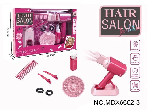 Electric simulation hairdressing set (11-piece set with blowing cylinder) Girl's playing house toy set