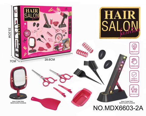 Electric simulation hairdressing set (17-piece set with makeup mirror) Girl's play toy set