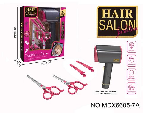 Electric simulation hairdressing set (5-piece set with blowing cylinder) Girl's playing house toy set