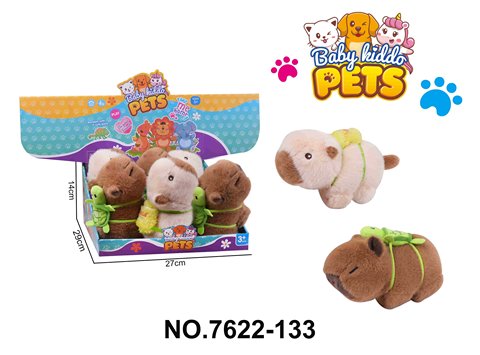 Plush Kapibala back schoolbag with snap rings (6 pieces/display box)