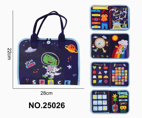 Montessori Children's Early Education Felt Puzzle Blue 5-Page Space Dinosaur Busy Edition