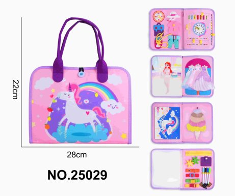 Montessori Children's Early Education Felt Puzzle Purple 5-Page Unicorn Busy Edition