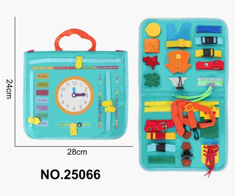 Montessori children's early education felt for children's education, single-page blue and green time handheld