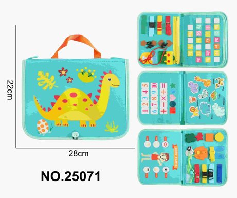 Montessori children's early education felt puzzle 4 pages blue and green portable dinosaur