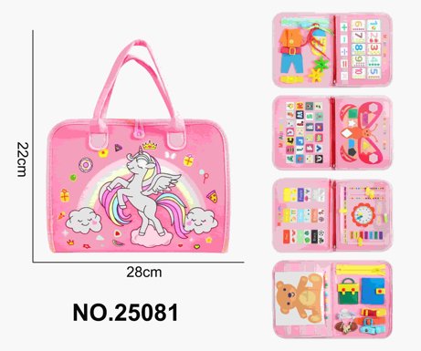 Montessori children's early education felt puzzle 5 pages of pink unicorn busy book