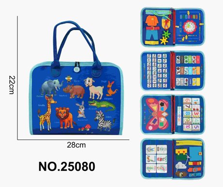 Montessori children's early education felt puzzle 3 pages of dinosaur animals sapphire blue busy book