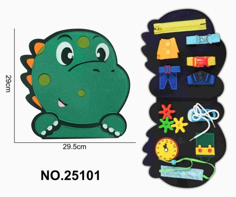 Montessori Children's Early Education Educational Learning Book-Single Page Green Dinosaur