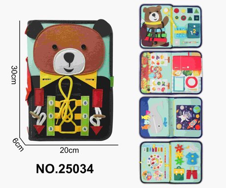Montessori children's early education felt, educational strap, bear clip, book backpack, 5 pages