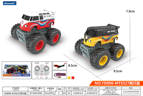 Retro big wheel bus stunt car (power pack/two-pack) remote control car toy