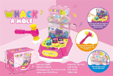 Electric fun whack-a-mole with light music, pink, color box