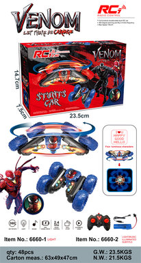 Venom symbiote butterfly blooming subtitles light music remote control stunt car toys remote control toy