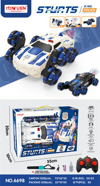 Small 6-wheeled police car stunt car toy remote control car toy remote control toy