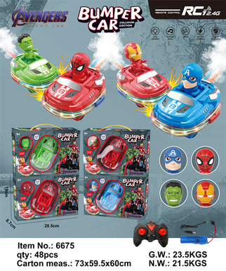 Avengers spray lights music bumper car remote control car toys
