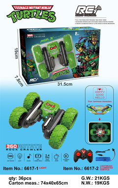 Ninja turtle butterfly flowering light remote control stunt car