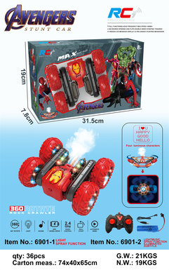 Iron Man spray lights blooming remote control stunt car remote control toy car