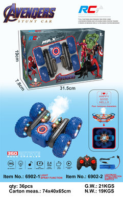 Captain America spray subtitles lights blooming remote-controlled stunt car remote-controlled toy car