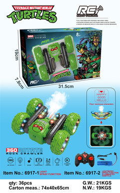 Ninja Turtle spray Light Flower Remote Control Stunt Car
